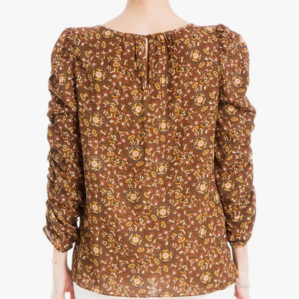 Max Studio Brown Floral Blouse - Picture 2 of 4